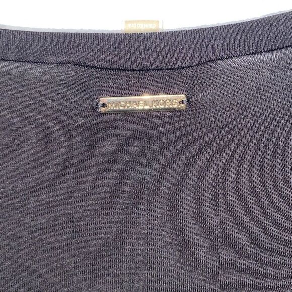 Michael Kors Women's Black Long Sleeve Mixed Media Scoop Neck Blouse Size Large - Picture 7 of 9